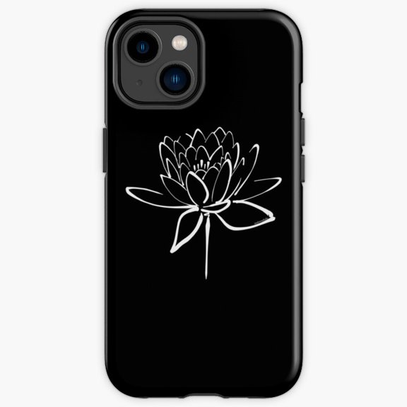 Protective iPhone Case Lotus Flower Calligraphy White Script Zen Meditation Slogan Heavy Duty Shockproof Hard Shell IP13/14 Magnetic MagSafe Compatible