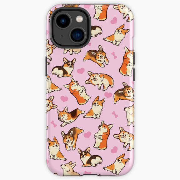Protective iPhone Case Lovey Corgis In Pink Pastel Girly Pembroke Valentine Pattern Shield IP15 Magnetic MagSafe Compatible