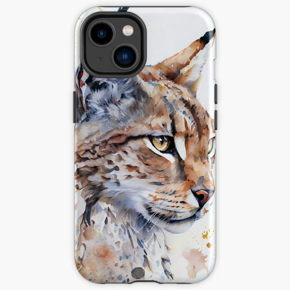 Protective iPhone Case Lynx Wild Bobcat Native Forest Mountain Predator Portrait Cover IP15 Magnetic MagSafe Compatible