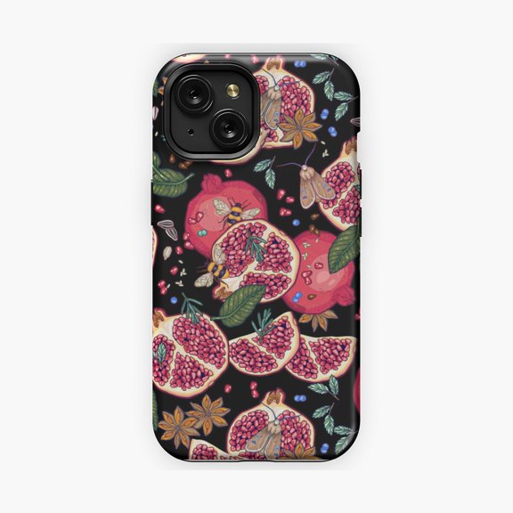 Protective iPhone Case Magic Pomegranate Garden Artistic Phone Case IP15 Magnetic MagSafe Compatible