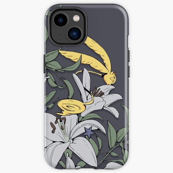 Protective iPhone Case Magical Lantern White Flowers Witch Fantasy Familiar Shield Heavy Duty Shockproof Hard Shell IP13/14 Magnetic MagSafe Compatible