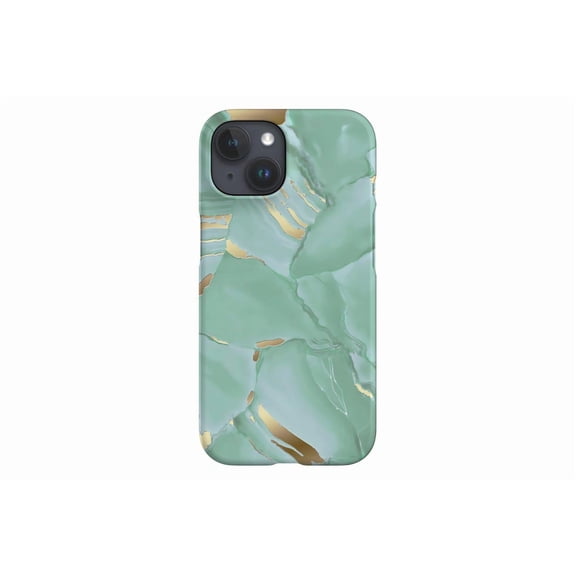 Protective iPhone Case Malachite Gem Crystal Lux Gold Green Mineral Vein Shield IP15 Magnetic MagSafe Compatible