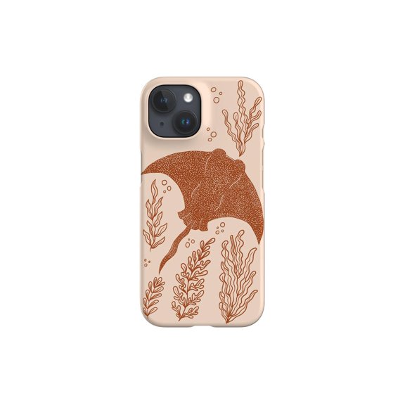 Protective iPhone Case Manta Ray Peach Terracotta Ocean Art Deep Sea Wildlife Cover Variant Two IP16 Magnetic MagSafe Compatible
