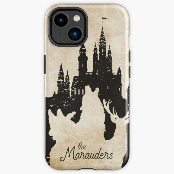 Protective iPhone Case Marauders Magical Castle Ancient Wizard School Map Blueprint Cover IP13/14 Magnetic MagSafe Compatible