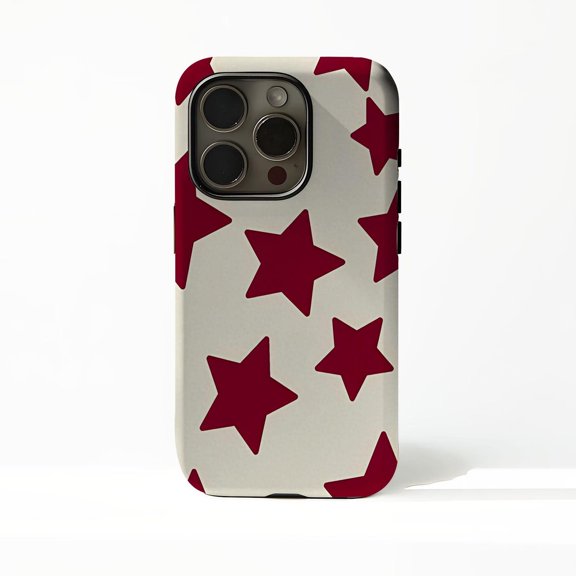 Protective iPhone Case Maroon Stars Protective Cell Phone Case Cover IP15 Magnetic MagSafe Compatible