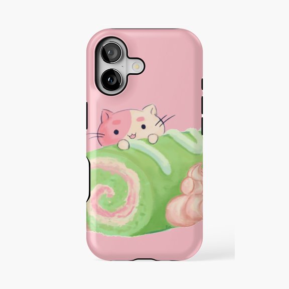 Protective iPhone Case Matcha Roll Cake Dessert Phone Case IP13/14 Magnetic MagSafe Compatible