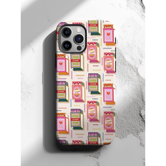 Protective iPhone Case Matches Phone Case Matchbox Graphic Art Design IP13/14 Magnetic MagSafe Compatible