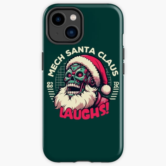Protective iPhone Case Mech Santa Claus Laughs Sci-Fi Cyberpunk Robot Character Shield IP13/14 Magnetic MagSafe Compatible