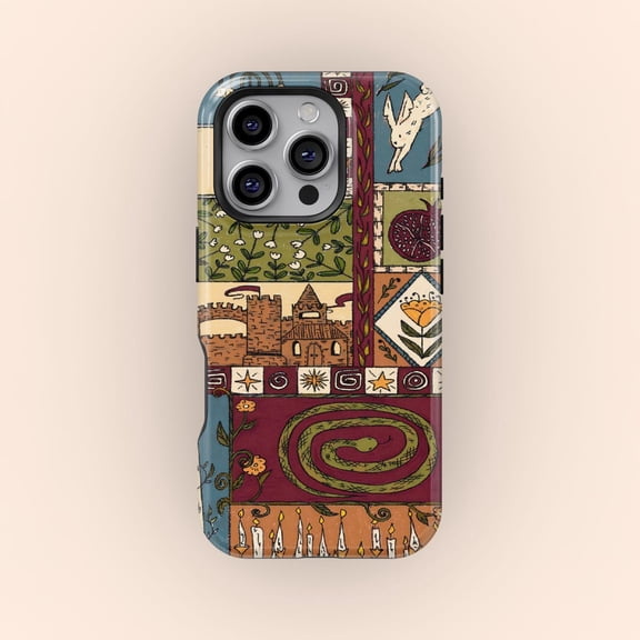Protective iPhone Case Medieval Mystic Snake Castle Ancient Fortress Serpent Legend Shield IP13/14 Magnetic MagSafe Compatible