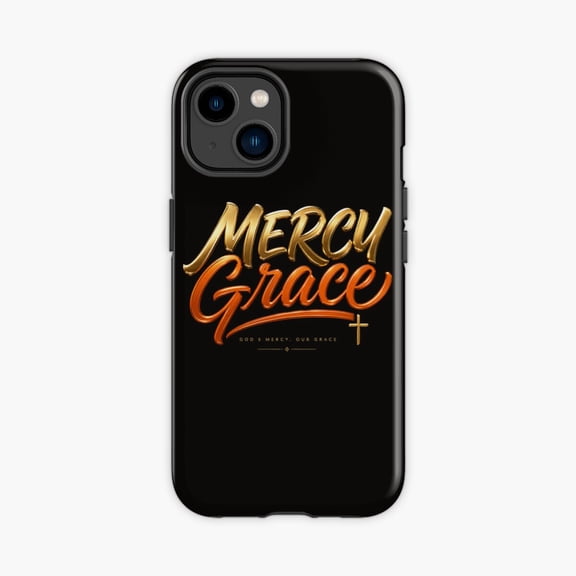 Protective iPhone Case Mercy Grace Christian Faith Design Phone Case IP15 Magnetic MagSafe Compatible