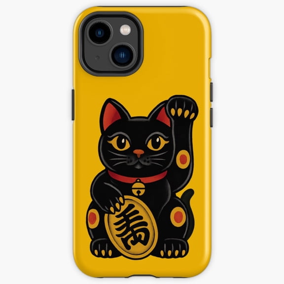 Protective iPhone Case Midnight Luck Maneki Neko Original Two Japanese Talisman Cover IP15 Magnetic MagSafe Compatible