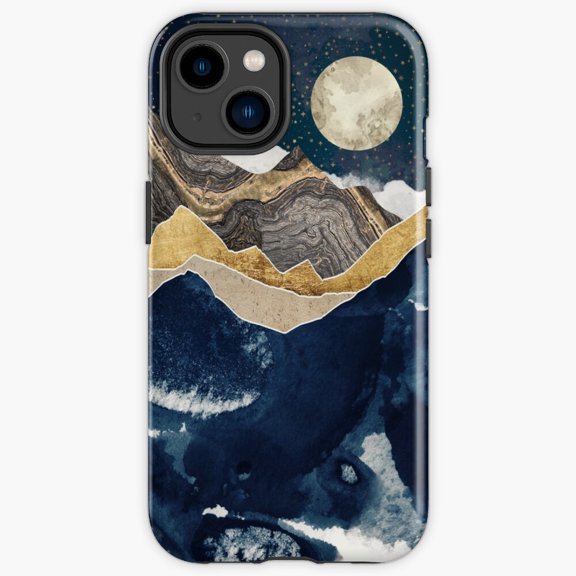 Protective iPhone Case Midnight Winter Dark Starry Sky Over Frozen Forest Shield IP13/14 Magnetic MagSafe Compatible