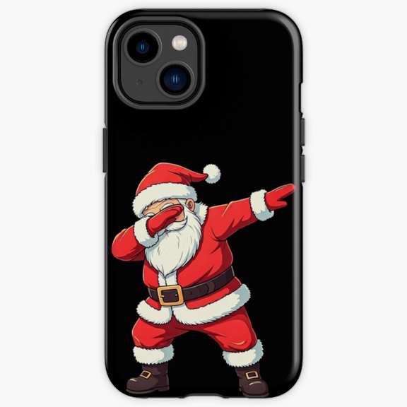 Protective iPhone Case Minimalist Santa Dab Illustration Cool Winter Cartoon Vector Shield IP13/14 Magnetic MagSafe Compatible