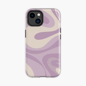 Protective iPhone Case Mod Swirl Retro Lavender Cream Phone Case IP15 Magnetic MagSafe Compatible