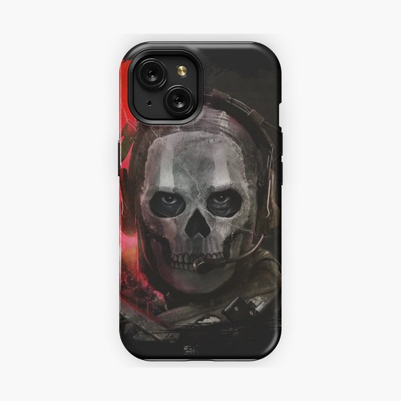 Protective iPhone Case Modern Soldier Ghost Illustration Phone Case Design IP16 Magnetic MagSafe Compatible
