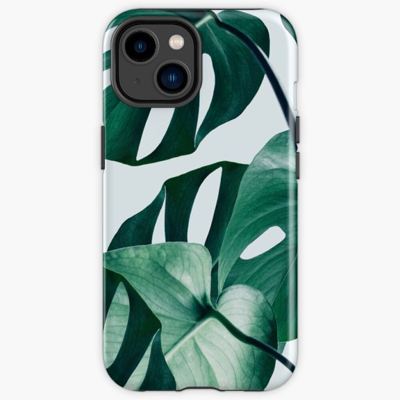 Protective iPhone Case Monstera Red Bubble Art Prints Tropical Botanical Leaf Shield IP13/14 Magnetic MagSafe Compatible