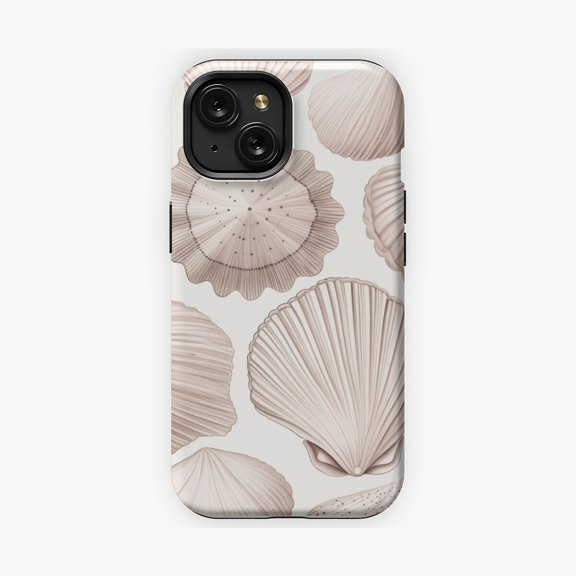 Protective iPhone Case Moody Seashell Coastal Phone Case IP13/14 Magnetic MagSafe Compatible