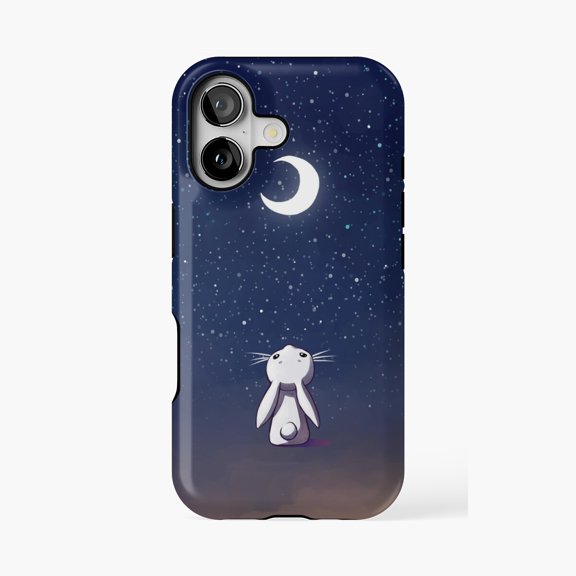 Protective iPhone Case Moon Bunny Celestial Animal Design Phone Case IP16 Magnetic MagSafe Compatible