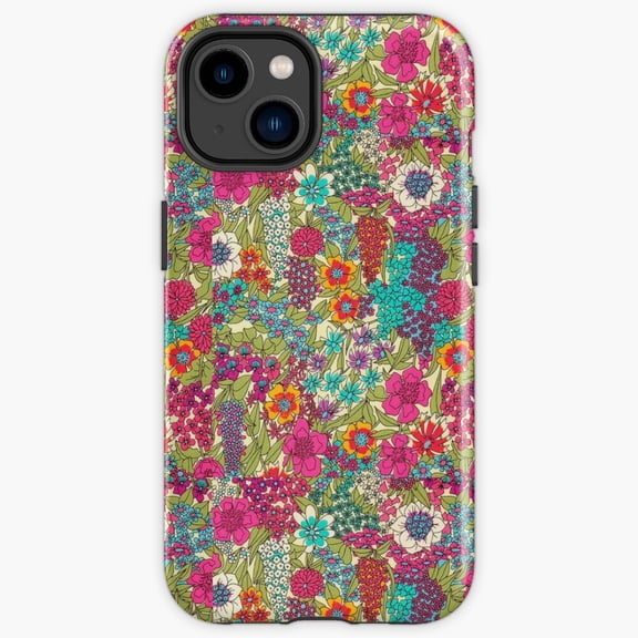 Protective iPhone Case Multicolor Liberty Betsy Vintage Dainty Meadow Blossom Heavy Duty Shockproof Hard Shell IP13/14 Magnetic MagSafe Compatible