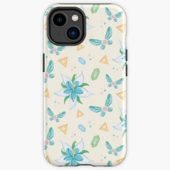 Protective iPhone Case Mythical Gaming Flora Blue Petal Princess Flower Shield Heavy Duty Shockproof Hard Shell IP13/14 Magnetic MagSafe Compatible