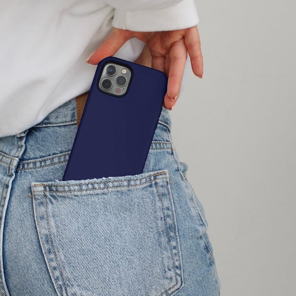 Protective iPhone Case Navy Blue Solid Color Phone Case Midnight Deep Shade IP13/14 Magnetic MagSafe Compatible