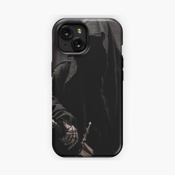 Protective iPhone Case Nazgul Dark Gothic Fantasy Spectral Knight Ringwraith Silhouette Armor Artwork Phone Case Layout IP15 Magnetic MagSafe Compatible