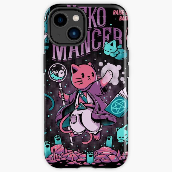 Protective iPhone Case Nekomancer Gothic Witch Undead Wizard Feline Cover IP13/14 Magnetic MagSafe Compatible