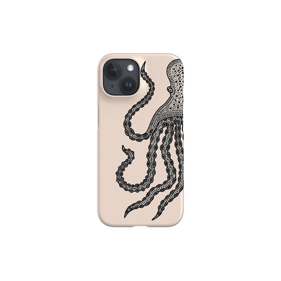 Protective iPhone Case Octopus Black White Ocean Sea Design Monochrome Cephalopod Guard IP13/14 Magnetic MagSafe Compatible