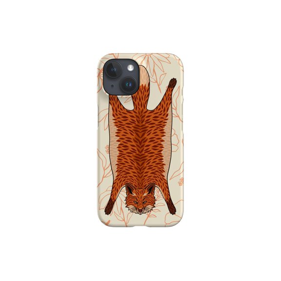 Protective iPhone Case Off White Flat Fox Wild Forest Animal Art Minimalist Silhouette Cover IP15 Magnetic MagSafe Compatible