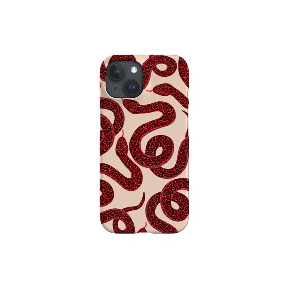 Protective iPhone Case Off White Red Snake Print Serpent Animal Design Reptile Shield IP15 Magnetic MagSafe Compatible