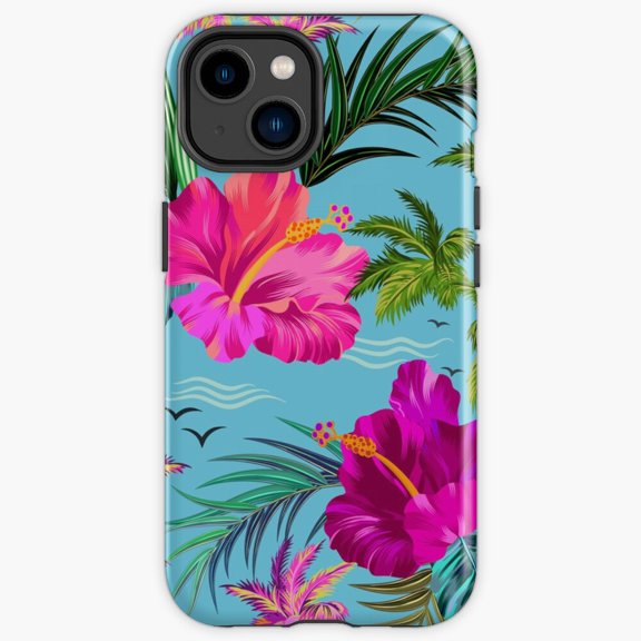 Protective iPhone Case Oh Hawaii Stylish Retro Aloha Pattern Tropical Beach Heavy Duty Shockproof Hard Shell IP15 Magnetic MagSafe Compatible