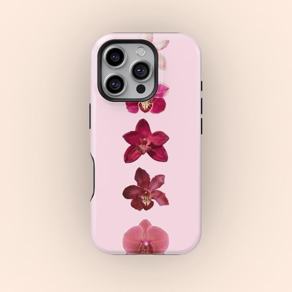 Protective iPhone Case Orchid Lily Minimal Floral Dainty Elegant Botanical Outline Shield IP16 Magnetic MagSafe Compatible