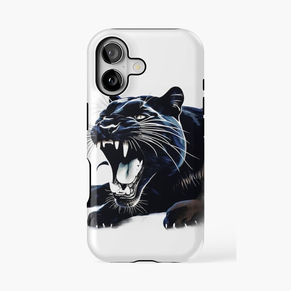 Protective iPhone Case Panther Showing Teeth Design Phone Case IP15 Magnetic MagSafe Compatible