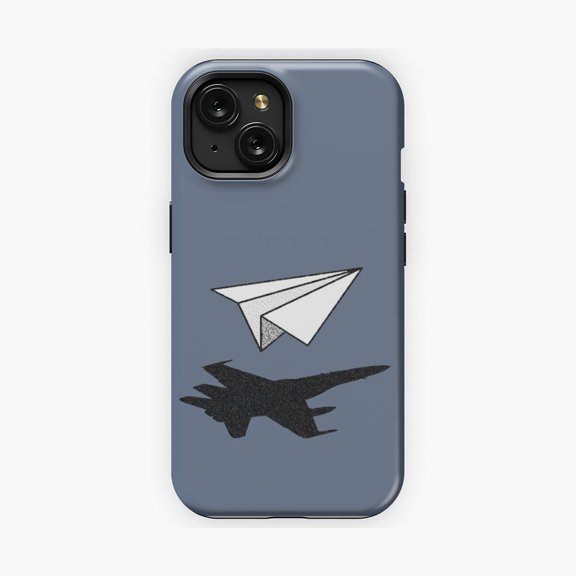Protective iPhone Case Paper Plane Fighter Jet Creative Minimalist Design Phone Case Origami Flight Blueprint Shield IP13/14 Magnetic MagSafe Compatible