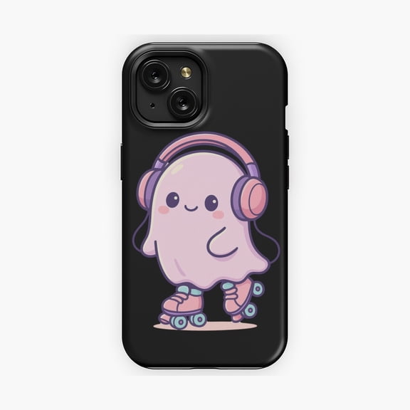 Protective iPhone Case Pastel Ghost Roller Skates Phone Case Fun Kawaii Aesthetic IP 14ProMax Magnetic MagSafe Compatible