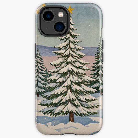 Protective iPhone Case Pastel Winter Tree Soft Tone Girly Pattern Cover IP13/14 Magnetic MagSafe Compatible