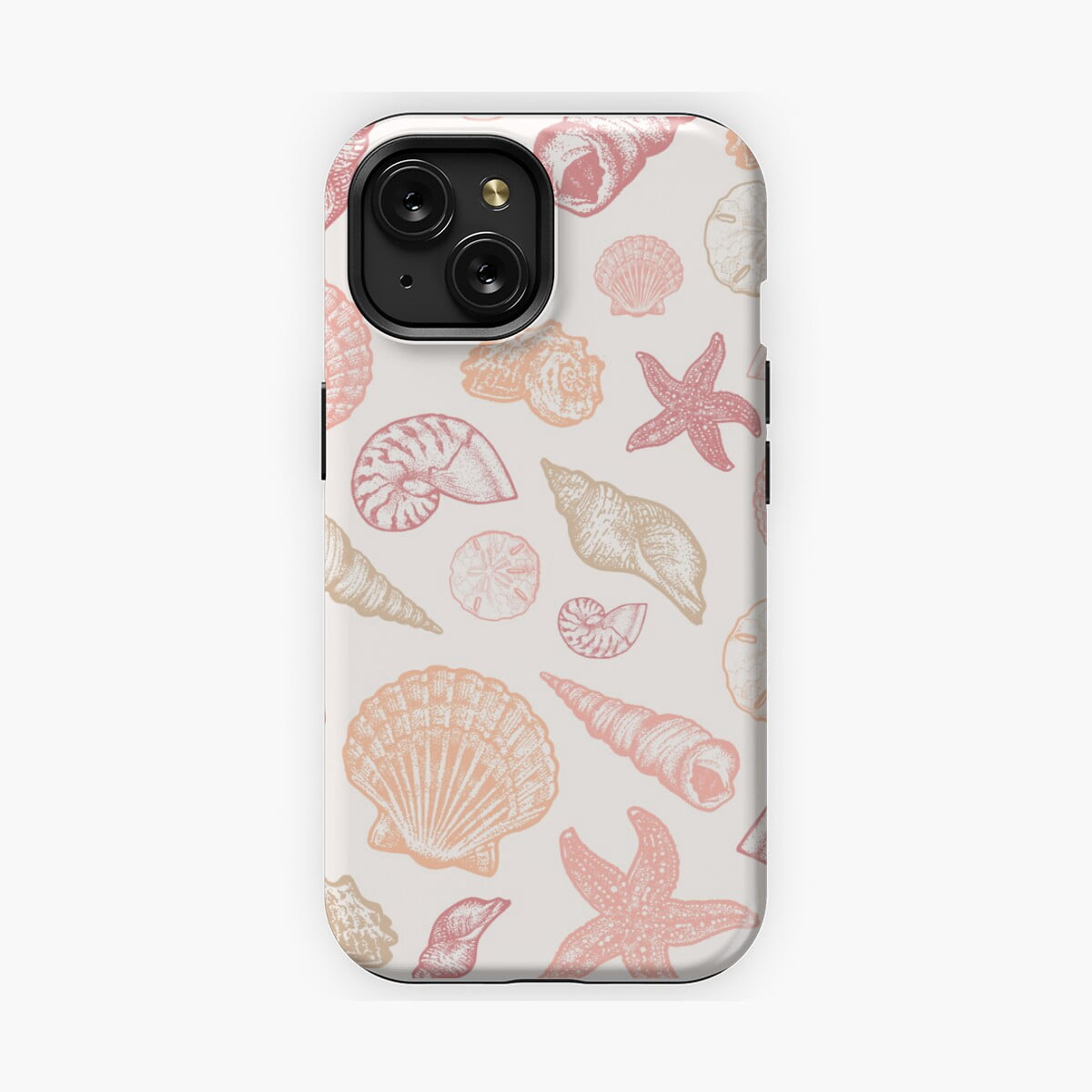 Seeshell Pattern Protective iPhone Case Peach Seashell Coastal Pattern Phone Case IP15 ...