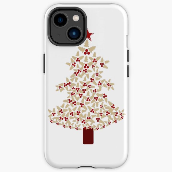 Protective iPhone Case Peach Winter Tree Seasonal Lights Decoration Protective Phone Case Aesthetic Cover IP16 Magnetic MagSafe Compatible