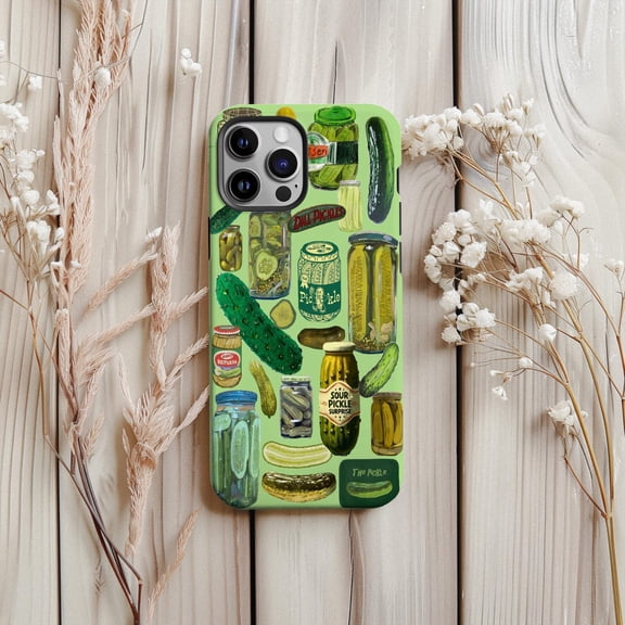 Protective iPhone Case Pickles Collage Protective Cell Phone Case Food Art Cover IP13/14 Magnetic MagSafe Compatible