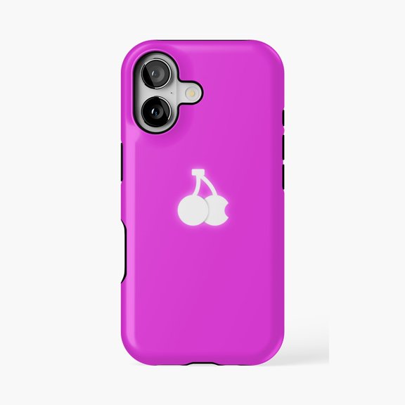 Protective iPhone Case Pink Cherry Fruit Design Phone Case IP15 Magnetic MagSafe Compatible