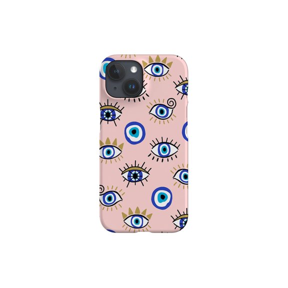 Protective iPhone Case Pink Evil Eye Talisman Spiritual Protection Sacred Amulet Shield IP15 Magnetic MagSafe Compatible