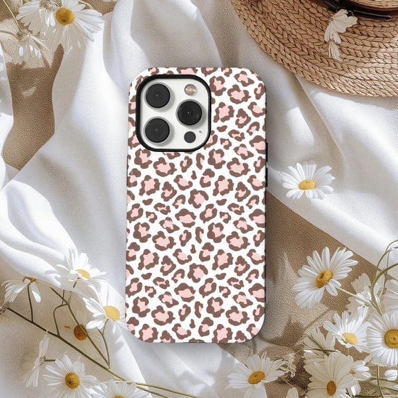 Protective iPhone Case Pink Leopard Aesthetic Phone Case Trendy Y2K Cute Pattern Coquette Animal Print IP13/14 Magnetic MagSafe Compatible