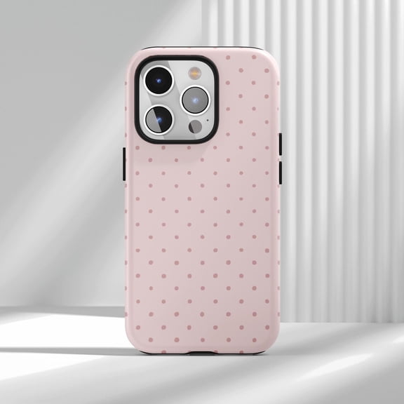Protective iPhone Case Pink Polka Dot Cell Phone Case Y2K Style Autumn Aesthetic Compatible Cover IP16 Magnetic MagSafe Compatible