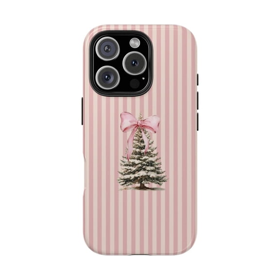 Protective iPhone Case Pink Striped Cute Trendy Girl Fashion Pattern Overlay Backing Cardholder IP15 Magnetic MagSafe Compatible