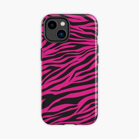 Protective iPhone Case Pink Zebra Pattern Phone Case IP15 Magnetic MagSafe Compatible