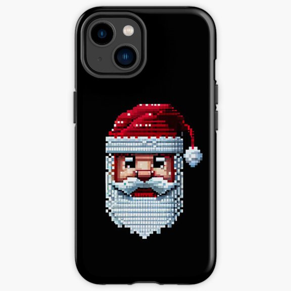 Protective iPhone Case Pixel Art Santa Retro 8-Bit Arcade Graphic Cover IP15 Magnetic MagSafe Compatible