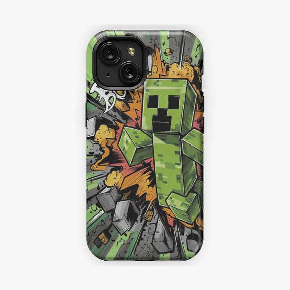 Protective iPhone Case Pixel Monster Explosion Inspired Graphic Phone Case IP16 Pro Magnetic MagSafe Compatible