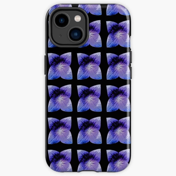 Protective iPhone Case Platycodon Flower Balloon Violet Autumn Botanical Bloom Heavy Duty Shockproof Hard Shell IP13/14 Magnetic MagSafe Compatible