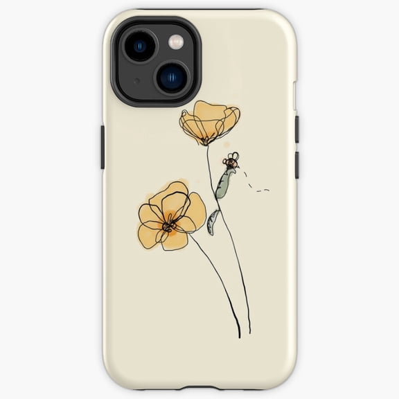 Protective iPhone Case Poppies And A Bee Crimson Flower Insect Honey Summer Heavy Duty Shockproof Hard Shell IP13/14 Magnetic MagSafe Compatible