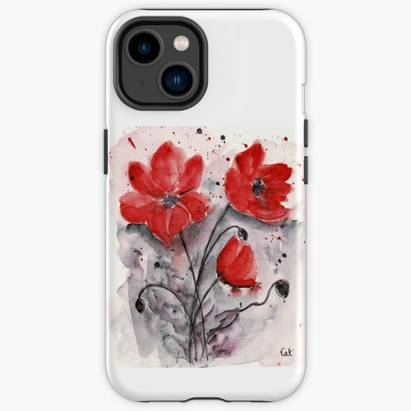 Protective iPhone Case Poppies In Field Crimson Summer Wildflower Agriculture Landscape Heavy Duty Shockproof Hard Shell IP13/14 Magnetic MagSafe Compatible